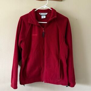 Columbia Red Full Zip Soft Fleece Jacket Mock Neck Outdoor Gorpcore size S